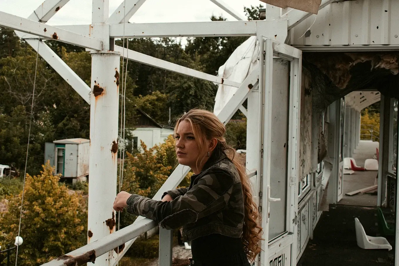 Kelsey Kimberlin stands at the football stadium in Irpen Kelsey Kimberlin stands at the football stadium in Irpen